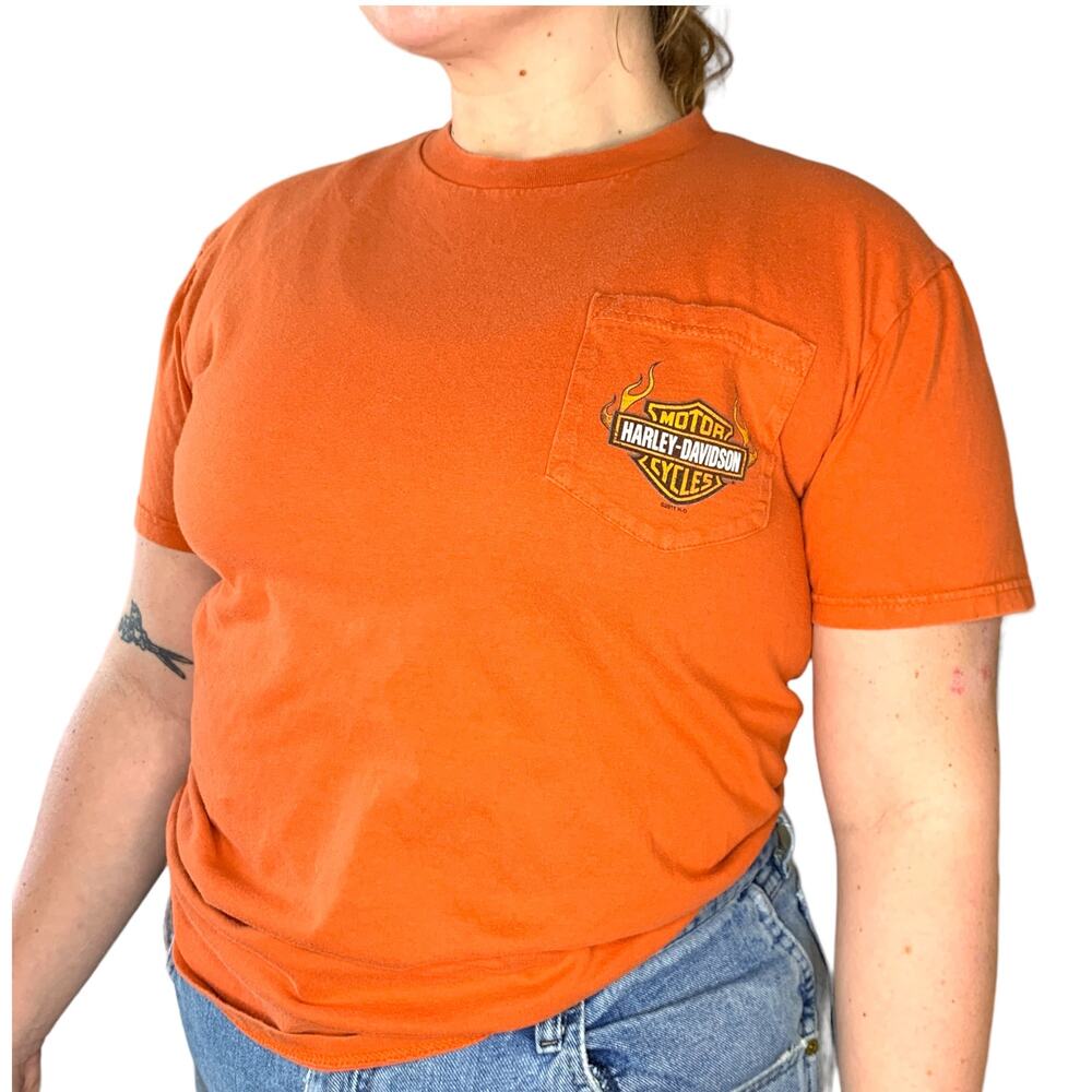 Harley Davidson Motorcycle Biker Michigan Short Sleeve Pocket Graphic T-Shirt